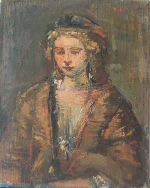 Copie d'après Rembrandt. 1960-1969. Huile sur toile. 24X19cm. Coll. particulière
